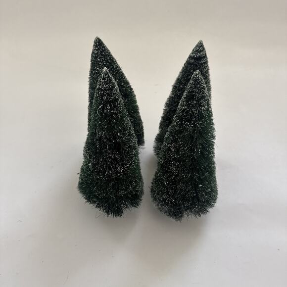 Lot 6 Dept 56 Snowy Sisal Brush Christmas Trees Christmas Village Display Decor - Picture 8 of 12
